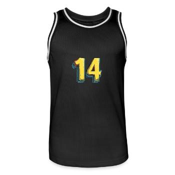 14 Zahl Comic - Männer Basketball-Trikot - Schwarz/Weiß - Vorne - AI Model Male 185 dark (185cm)