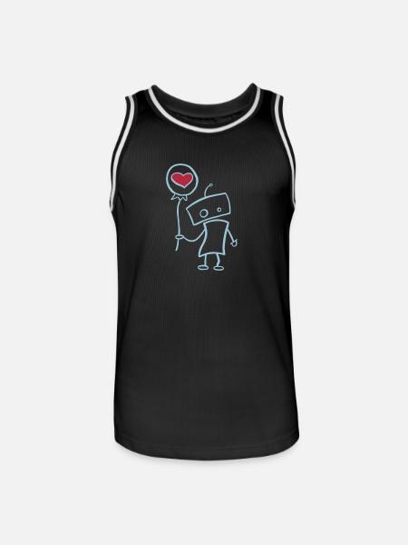 Verliebter Roboter mit Herz - Männer Basketball-Trikot - Schwarz/Weiß