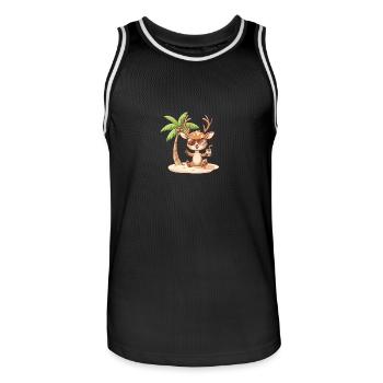 Bande dessinée Deer Summer Beach - Maillot de basket Homme - noir/blanc - Devant - AI Model Male 185 dark (185cm)