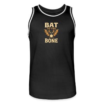 Halloween, Fledermaus mit Spruch Bat To The Bone - Männer Basketball-Trikot - Schwarz/Weiß - Vorne - AI Model Male 185 dark (185cm)