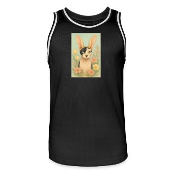 Ostersphynxkatze - Männer Basketball-Trikot - Schwarz/Weiß - Vorne - AI Model Male 185 dark (185cm)
