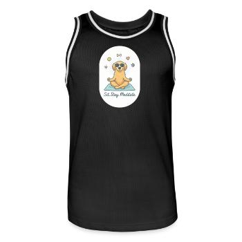 Zen Golden Retriever: Der flauschige Lebenscoach - Männer Basketball-Trikot - Schwarz/Weiß - Vorne - AI Model Male 185 dark (185cm)