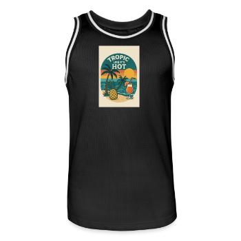 Tropic Like It’s Hot - Männer Basketball-Trikot - Schwarz/Weiß - Vorne - AI Model Male 185 dark (185cm)