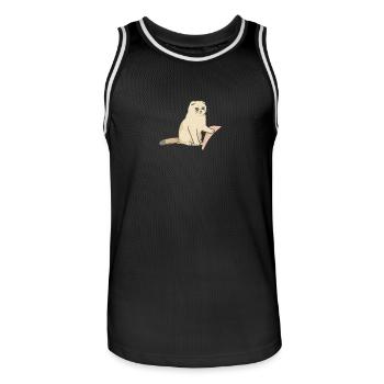 Cute Cat with a Melancholic Expression - Men's Basketball Jersey - black/white - Front - AI Model Male 185 dark (185cm)