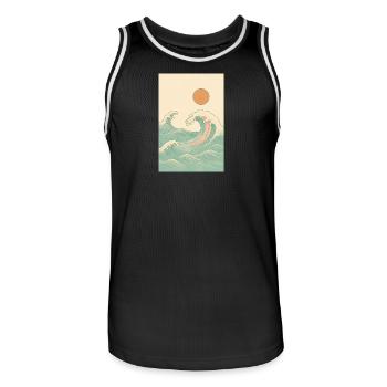 A summery picture by the sea - Men's Basketball Jersey - black/white - Front - AI Model Male 185 dark (185cm)