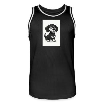 Glücklicher Dackel schwarz-weiß - Männer Basketball-Trikot - Schwarz/Weiß - Vorne - AI Model Male 185 dark (185cm)