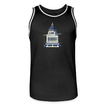 of Justice - Men's Basketball Jersey - black/white - Front - AI Model Male 185 dark (185cm)