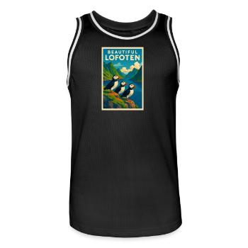 Lofoten  - Männer Basketball-Trikot - Schwarz/Weiß - Vorne - AI Model Male 185 dark (185cm)