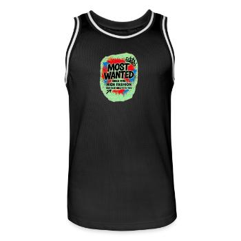 Street Art Wanted T-shirt - Maillot de basket Homme - noir/blanc - Devant - AI Model Male 185 dark (185cm)