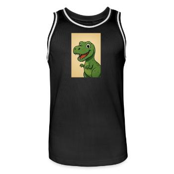 Playful Dinosaur Caricature Design - Men's Basketball Jersey - black/white - Front - AI Model Male 185 dark (185cm)