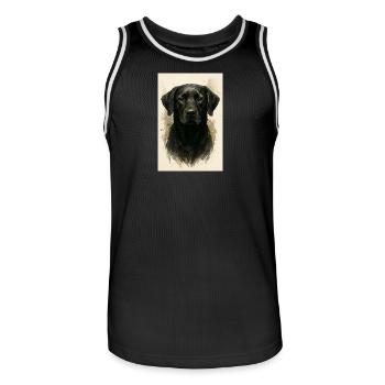 Peinture à l’aquarelle de chien noir - Maillot de basket Homme - noir/blanc - Devant - AI Model Male 185 dark (185cm)
