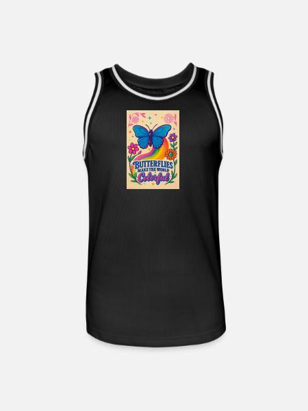 Butterfly Color World Motif - Men's Basketball Jersey - black/white