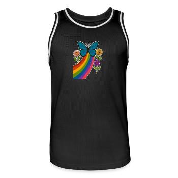 Papillon arc-en-ciel - Maillot de basket Homme - noir/blanc - Devant - AI Model Male 185 dark (185cm)