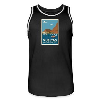 Vuelta Valle Gran Rey Coastal Poster - Men's Basketball Jersey - black/white - Front - AI Model Male 185 dark (185cm)