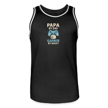 Papa by Day, Gamer by Night - Men's Basketball Jersey - black/white - Front - AI Model Male 185 dark (185cm)