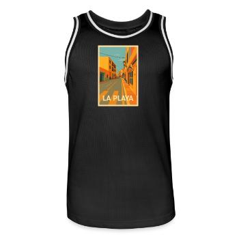 Playa de La Calera - Men's Basketball Jersey - black/white - Front - AI Model Male 185 dark (185cm)