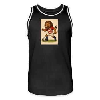 Löwe im Kroatien Fußballjersey - Männer Basketball-Trikot - Schwarz/Weiß - Vorne - AI Model Male 185 dark (185cm)