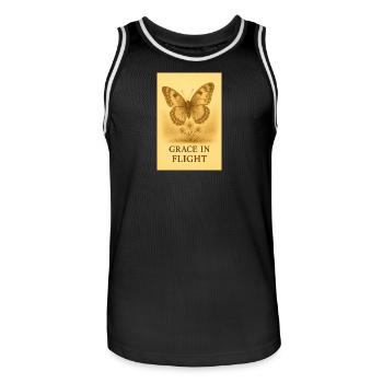 Grace in Flight Butterfly Bloom - Men's Basketball Jersey - black/white - Front - AI Model Male 185 dark (185cm)
