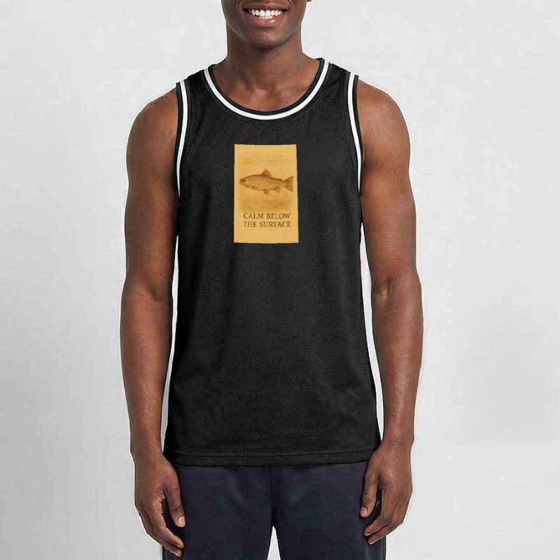 Calm Below the Surface Trout Print Men's Basketball Jersey