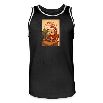 Weihnachts-Hund am PC - Männer Basketball-Trikot - Schwarz/Weiß - Vorne - AI Model Male 185 dark (185cm)