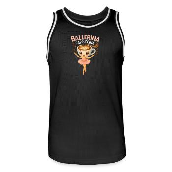 Ballerina Cappuccina Latte Gehirnfaule - Männer Basketball-Trikot - Schwarz/Weiß - Vorne - AI Model Male 185 dark (185cm)
