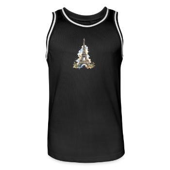 Watercolor Eiffel Tower Impression - Men's Basketball Jersey - black/white - Front - AI Model Male 185 dark (185cm)