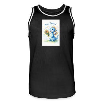 Blauer Drache mit Blumenstrauß - Männer Basketball-Trikot - Schwarz/Weiß - Vorne - AI Model Male 185 dark (185cm)