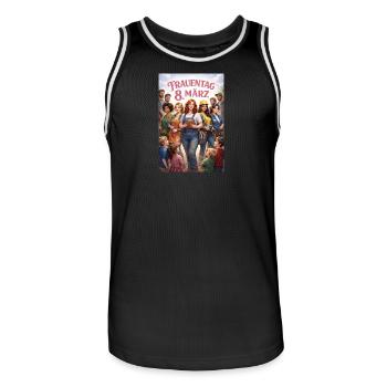 Journée des femmes 8 mars – Diversité dans le monde du travail - Maillot de basket Homme - noir/blanc - Devant - AI Model Male 185 dark (185cm)