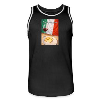 Italienische Lebensart: Wein & Brot - Männer Basketball-Trikot - Schwarz/Weiß - Vorne - AI Model Male 185 dark (185cm)