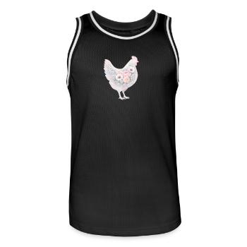 Peinture aquarelle de poule poule - Maillot de basket Homme - noir/blanc - Devant - AI Model Male 185 dark (185cm)