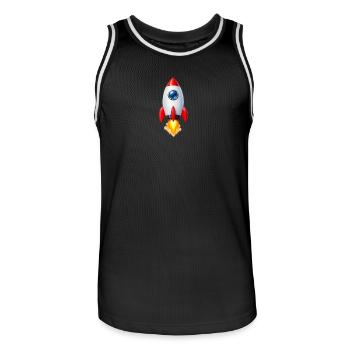 Fröhliche Rakete Retro-Design - Männer Basketball-Trikot - Schwarz/Weiß - Vorne - AI Model Male 185 dark (185cm)