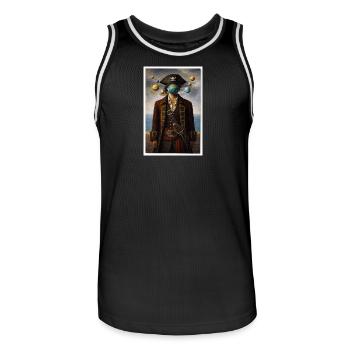Kosmisches Piratenporträt - Männer Basketball-Trikot - Schwarz/Weiß - Vorne - AI Model Male 185 dark (185cm)
