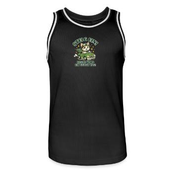 Katzenabenteuer im grünen Cabrio - Männer Basketball-Trikot - Schwarz/Weiß - Vorne - AI Model Male 185 dark (185cm)