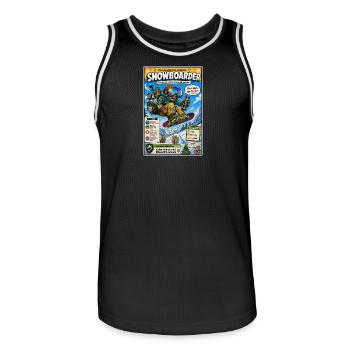 Der Snowboarder – nur noch ein Trick - Männer Basketball-Trikot - Schwarz/Weiß - Vorne - AI Model Male 185 dark (185cm)