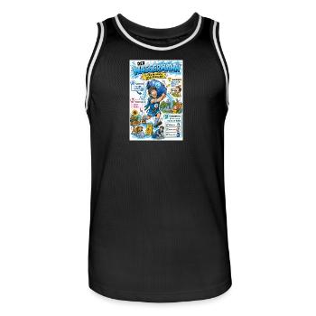 Der Wassermann – die Lösung eimerweise - Männer Basketball-Trikot - Schwarz/Weiß - Vorne - AI Model Male 185 dark (185cm)