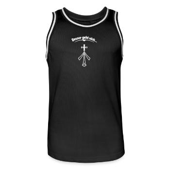 Besser geht nich ... Stralsund - Männer Basketball-Trikot - Schwarz/Weiß - Vorne - AI Model Male 185 dark (185cm)