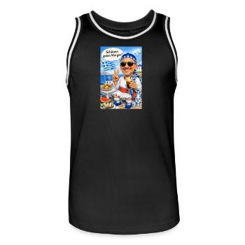 Hellas Morgengruß am Strand - Männer Basketball-Trikot - Schwarz/Weiß - Vorne - AI Model Male 185 dark (185cm)