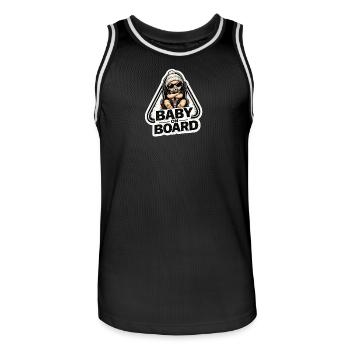 Baby on Board Sticker  - Männer Basketball-Trikot - Schwarz/Weiß - Vorne - AI Model Male 185 dark (185cm)