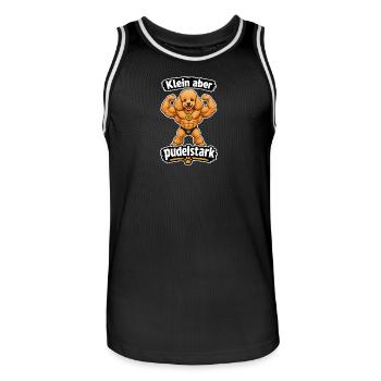 Klein aber Pudelstark - Männer Basketball-Trikot - Schwarz/Weiß - Vorne - AI Model Male 185 dark (185cm)