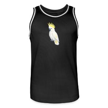 Cacatoès blanc Peigne jaune - Maillot de basket Homme - noir/blanc - Devant - AI Model Male 185 dark (185cm)