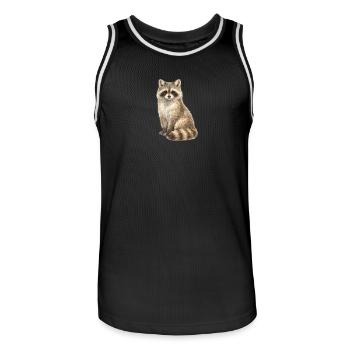 Raccoon in the dream forest - Men's Basketball Jersey - black/white - Front - AI Model Male 185 dark (185cm)