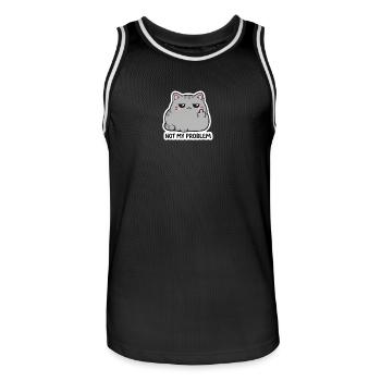 Not My Problem Cat Sticker - Men's Basketball Jersey - black/white - Front - AI Model Male 185 dark (185cm)