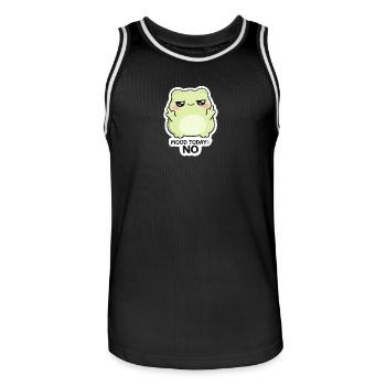 Mood Today: No – Green Kawaii Creature - Men's Basketball Jersey - black/white - Front - AI Model Male 185 dark (185cm)
