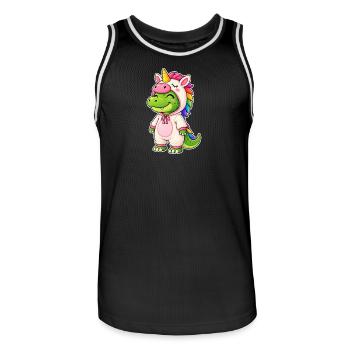 Mignon crocodile en costume de licorne - Maillot de basket Homme - noir/blanc - Devant - AI Model Male 185 dark (185cm)