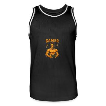 Joueur Suprême - Maillot de basket Homme - noir/blanc - Devant - AI Model Male 185 dark (185cm)
