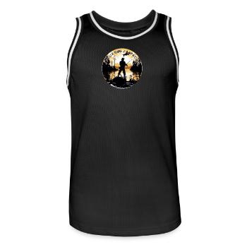 je peux pas j'ai pêche - Maillot de basket Homme - noir/blanc - Devant - AI Model Male 185 dark (185cm)