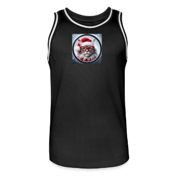 Maine Coon Cat as Santa Claus - Men's Basketball Jersey - black/white - Front - AI Model Male 185 dark (185cm)