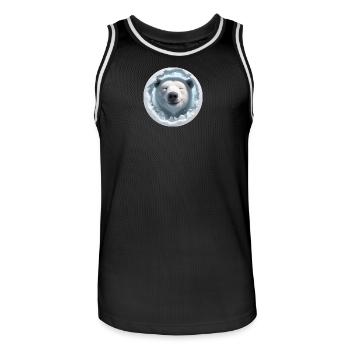 Laughing polar bear looking through hole of ice - Men's Basketball Jersey - black/white - Front - AI Model Male 185 dark (185cm)