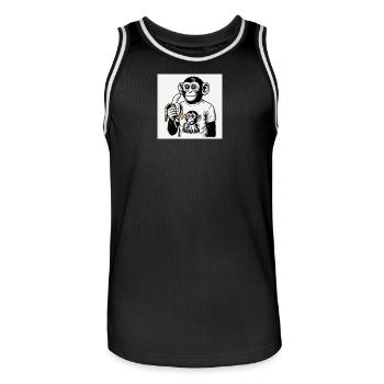 Un singe et sa banane - Maillot de basket Homme - noir/blanc - Devant - AI Model Male 185 dark (185cm)