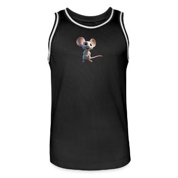 Whimsical White Mouse Charm - Men's Basketball Jersey - black/white - Front - AI Model Male 185 dark (185cm)